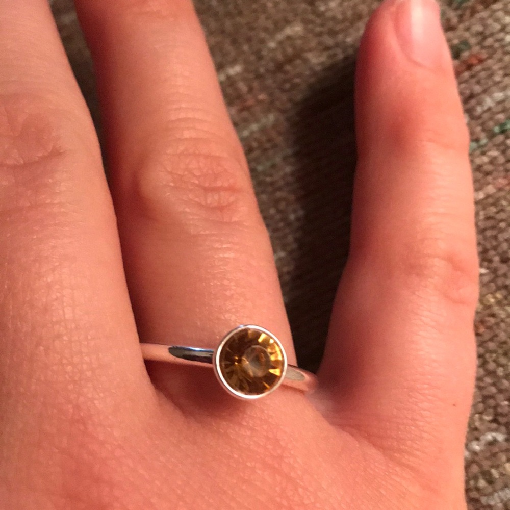 Silver Orange Like Gem Ring
